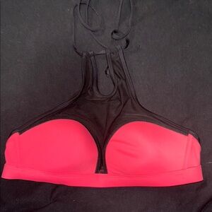 Black and Pink Halter swim top